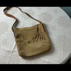 Coach Tan Suede Adjustable Strap Duffle Bag